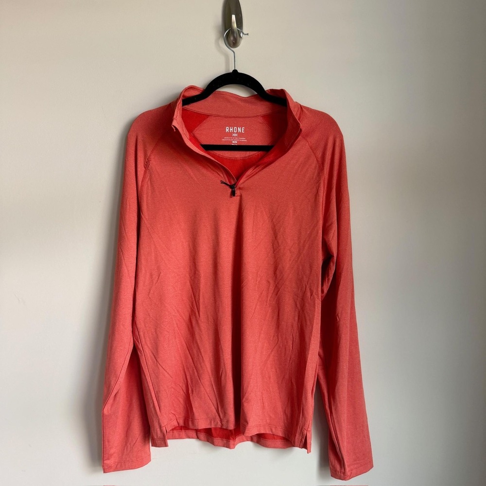 Rhone‎ Pullover Mens Medium Red Orange Quarter Zip Performance Lightweight Tech